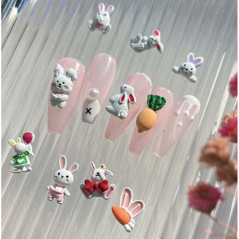 Set charm thỏ new trend 2023 trang trí móng