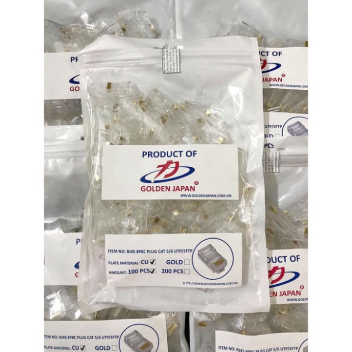 Hạt mạng Cat5 Cat6  Golden Japan  SENNIKO Lá đồng tiếp xúc dầy