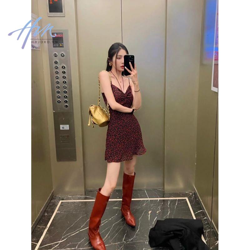 Đầm Hoa Ngắn Hai Dây Dáng Dài Thời Trang Mùa Hè 2022 Mới Cho Nữ