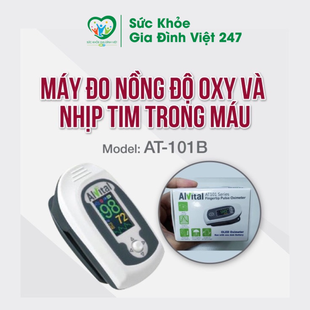 Máy Đo Nồng Độ Oxy Trong Máu Và Nhịp Tim Alvital AT101B suckhoegiadinh