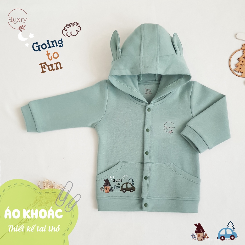 Áo khoác nắng họa tiết ô tô đáng yêu thương hiệu Luxry chất vải sợi tre pha cotton cho bé từ 9 tháng đến 6 tuổi