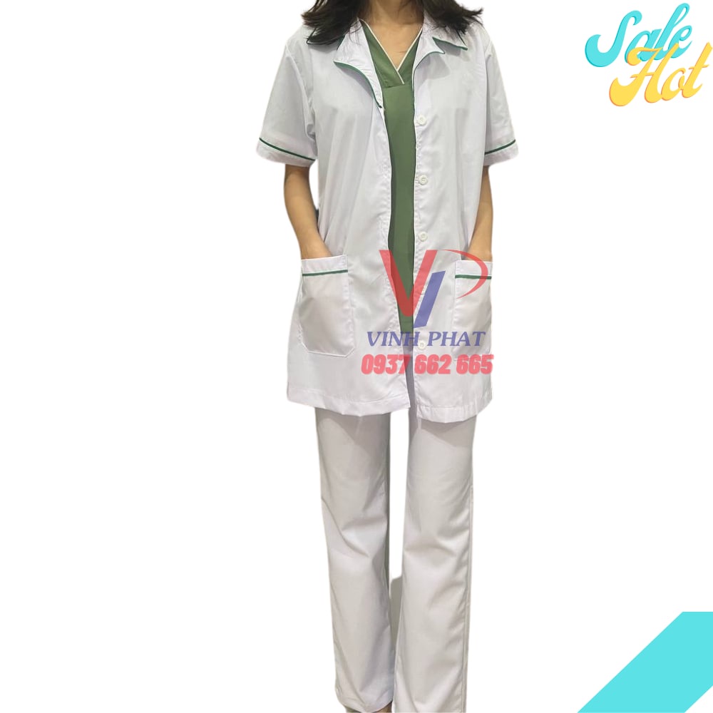 Quần Blouse Trắng Vải Kaki Cao Cấp Mềm Mịn Thoáng Mát Đồng Phục Cho Y Tá Dược Sĩ,Điều Dưỡng  - Hình thật