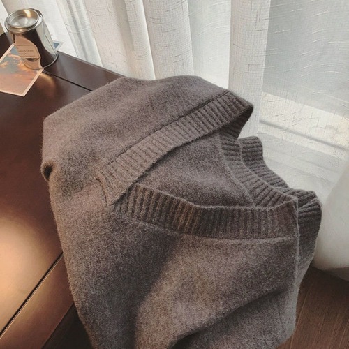 Áo gile len tăm nữ trơn ulzzang mùa Thu Hàn Quốc