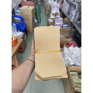 Túi giấy vàng xi măng để bánh mì tập 100 gói - tui giay kraft 12/26 xap 100goi - đồ dùng một lần - tui giay vang banh mi