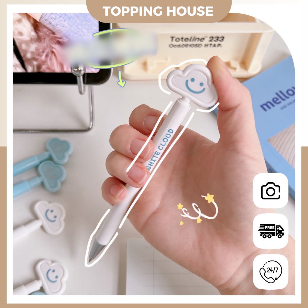 Bút Bi Mực Gel Bấm Hình Đám Mây Nét Ngòi 0.5mm Cho Học Sinh/Văn Phòng - DC36 - Topping House