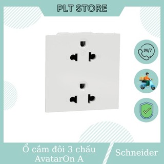 Ổ cắm đôi 3 chấu 16a, size e schneider m3t426ust2_we dòng avataron a