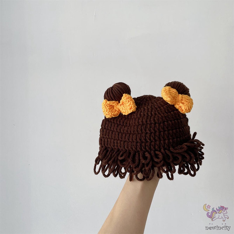 Mũ Len Thiết Kế Thắt Nơ Dễ Thương Vui Nhộn Phong Cách Hàn Quốc Dành Cho Bé Trai Bé Gái