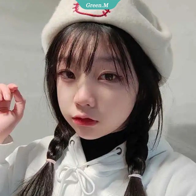 SANRIO Mũ Beret Dệt Kim Phối Lông Hình Hello Kitty Đáng Yêu Thời Trang Thu Đông Cho Nữ