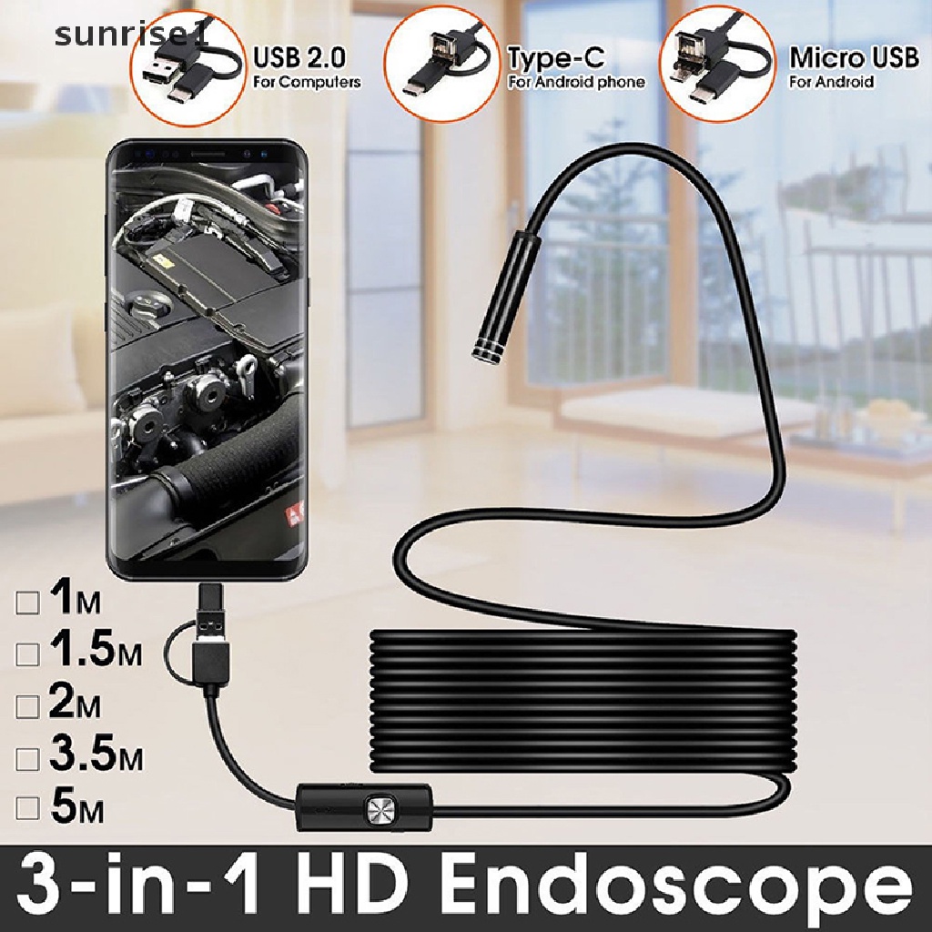 Camera Nội Soi sunrise1 3 Trong 1 USB Type-C 5.5 / 7 / 8mm HD IP68 Chất Lượng Cao