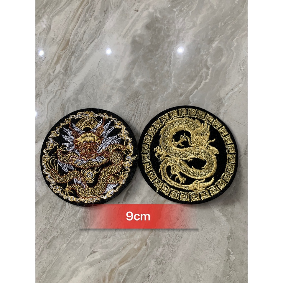 sticker thêu là ủi tròn rồng (9cm)