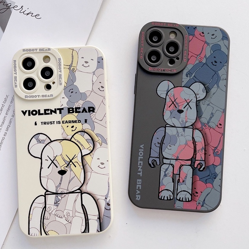 Ốp Điện Thoại TPU Mềm In Hình Gấu Bảo Vệ Ống Kính Máy Ảnh Cho iPhone11 14 / 13 / 12 / 11 / X