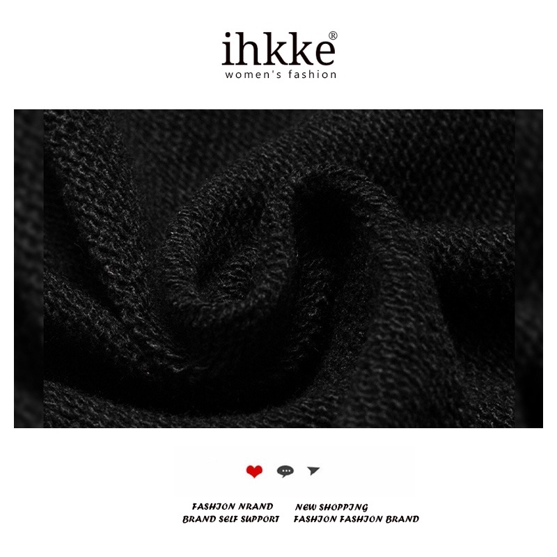 Áo sweater ihkke oversize màu đen cổ tròn thời trang Hàn Quốc cho cặp đôi