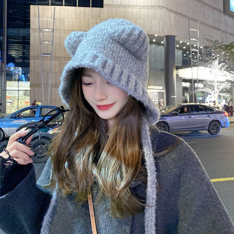 Bán Chạy Mũ Len Dệt Kim Che Tai Giữ Ấm Mùa Đông Dễ Phối Đồ Hình Gấu Đáng Yêu Cho Nữ