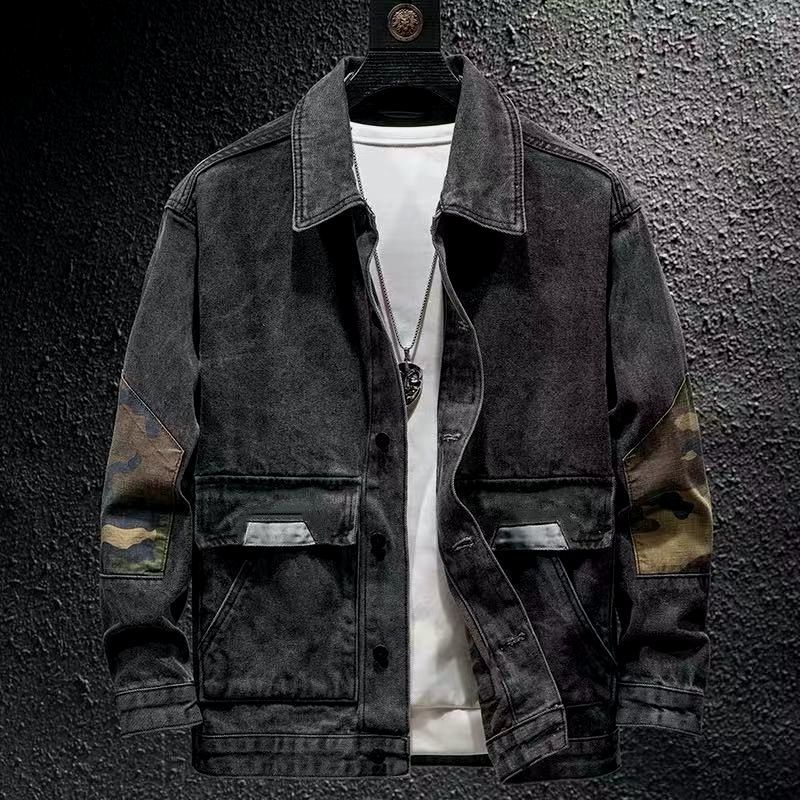 áo khoác bomber nam nỉ áo khoác dù gió Áo Khoác denim Họa Tiết Rằn Ri Thời Trang Thu Đông Cho Nam