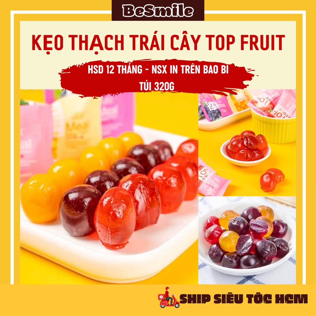 Kẹo Dẻo Trái Cây Top Fruit Mix Đủ Vị Gói 320gram, BESMILE