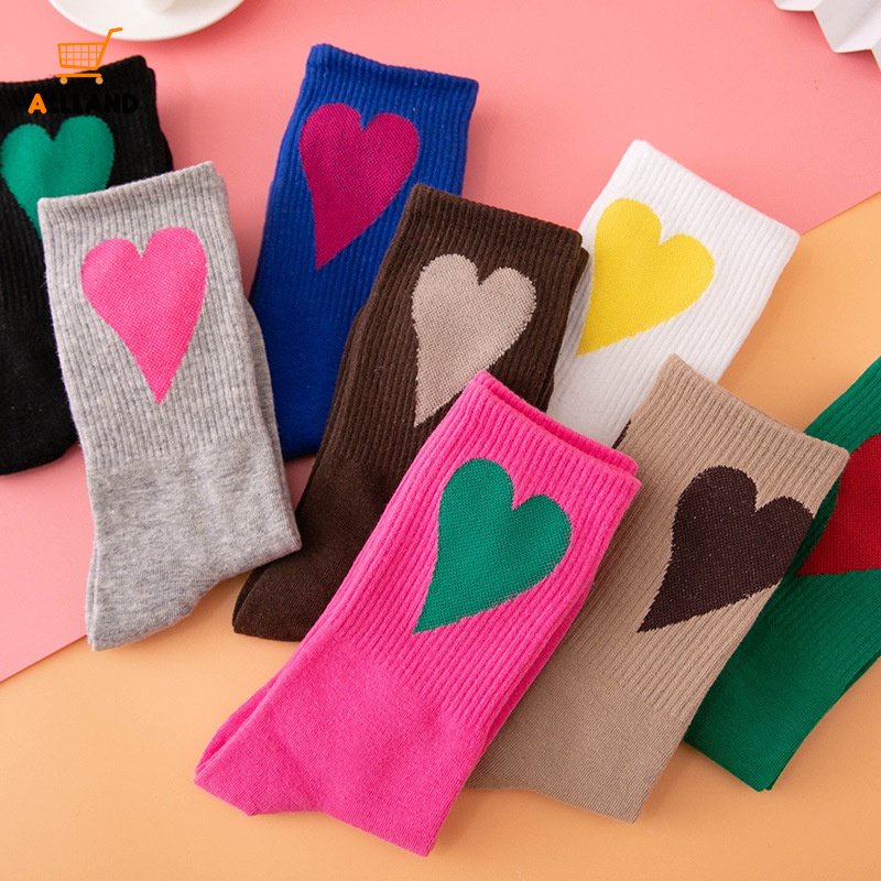Vớ Cổ Trung Họa Tiết Trái Tim Nhiều Màu Sắc Thời Trang Thu Đông Phong Cách Hip Hop Dành Cho Nữ