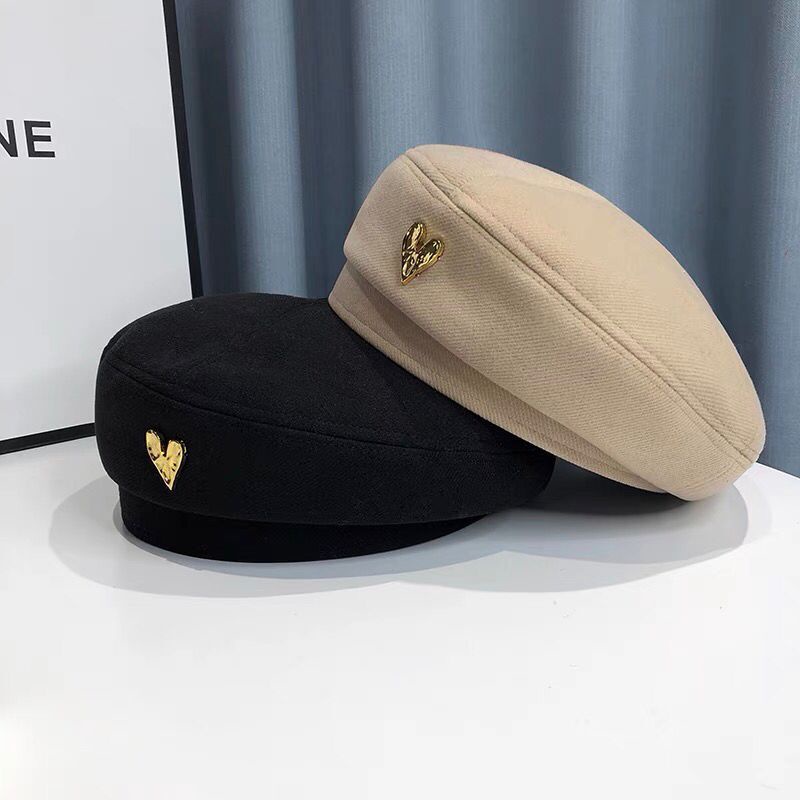 Mũ Nồi Mũ Beret Hình Trái Tim nổi thời trang Vintage phong cách Hàn Quốc