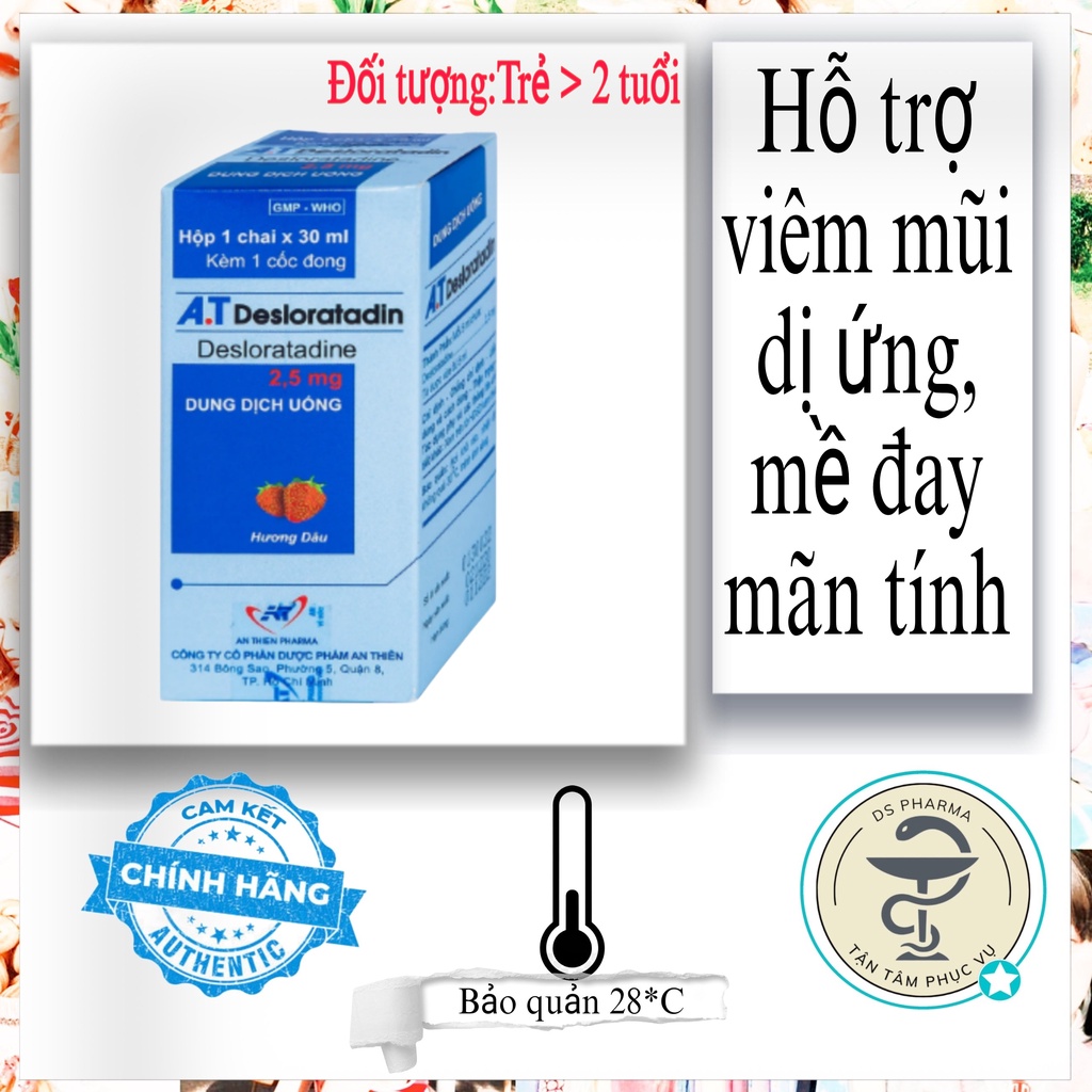 Siro A.T DESLORATADIN giảm sổ mũi, hắt hơi, nghẹt mũi