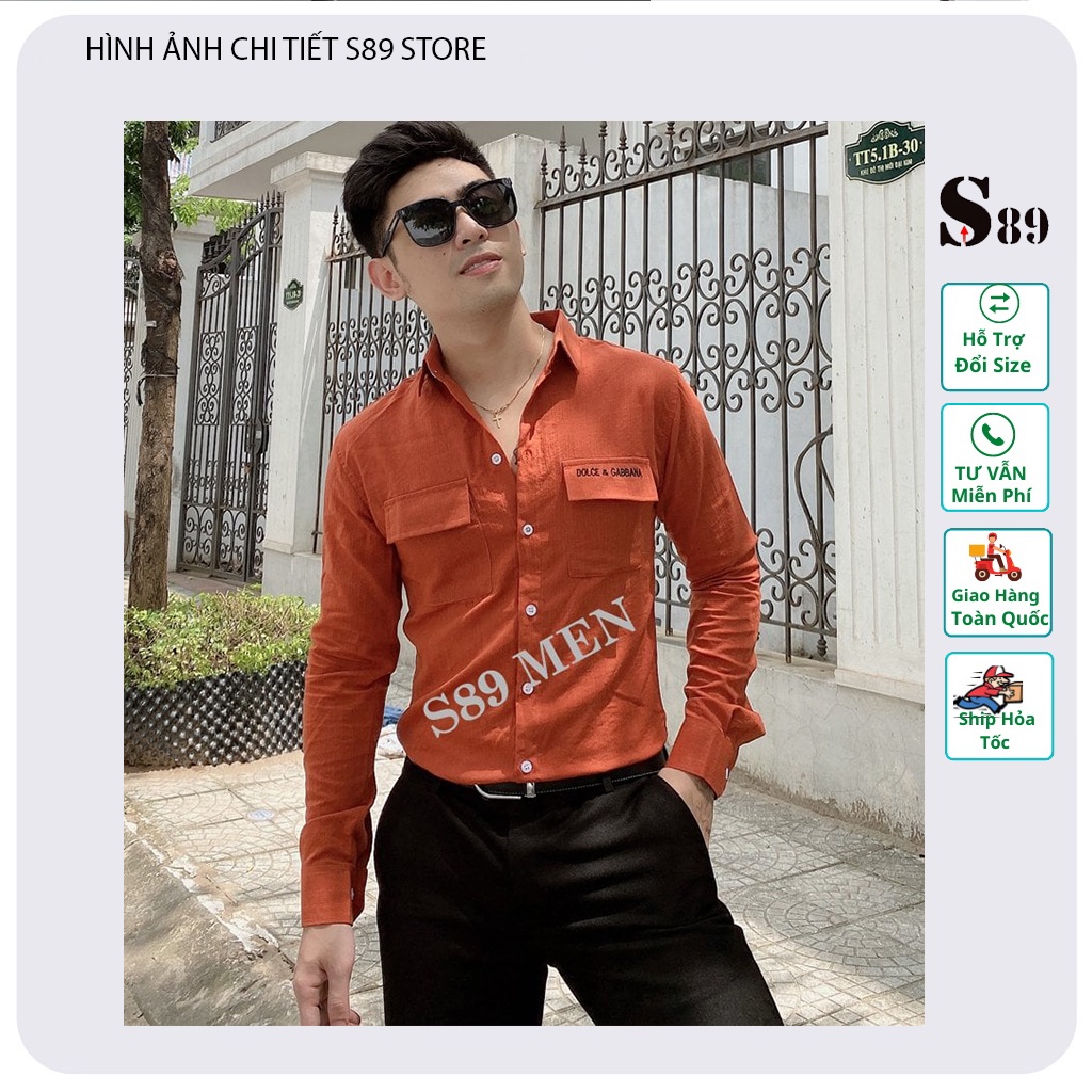 Áo sơ mi đũi nam dài tay form sllim fit Hàn Quốc vải dày dặn 3 màu đen , trắng , nâu