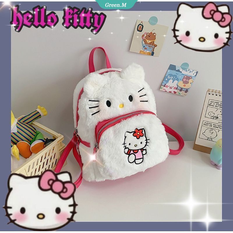 SANRIO Ba Lô Bông Hình Hello Kitty Dễ Thương Cho Bé Gái