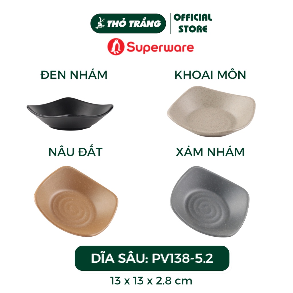 Dĩa nhựa nhám Melamine Srithai Superware cao cấp đa đạng kiểu dáng, màu sắc