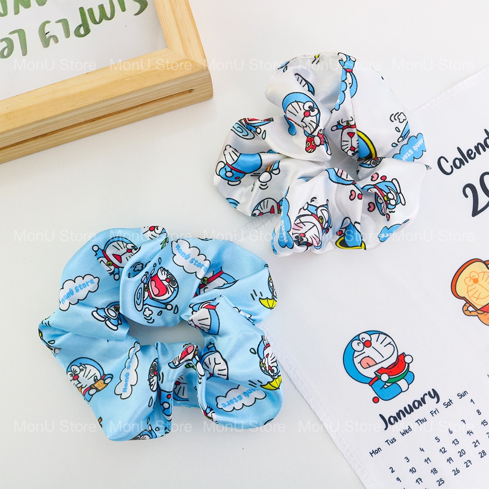 Cột tóc scrunchies vải lụa hình DORAEMON DOREMON dễ thương cute MON0203 TooYoo