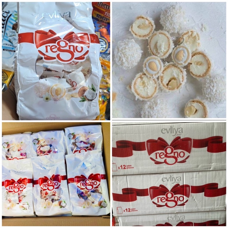 Socola Trắng Phủ Dừa Nhân Hạt Dẻ Regno Elviya Thổ Nhĩ Kỳ - Gói 400 Gram