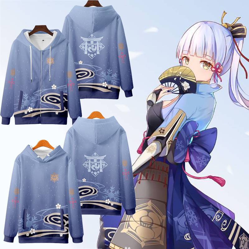 Áo Khoác Tay Dài Có Nón Phối Khóa Kéo HT1 Anime Genshin Va Chạm Hóa Trang Ayaka TH1