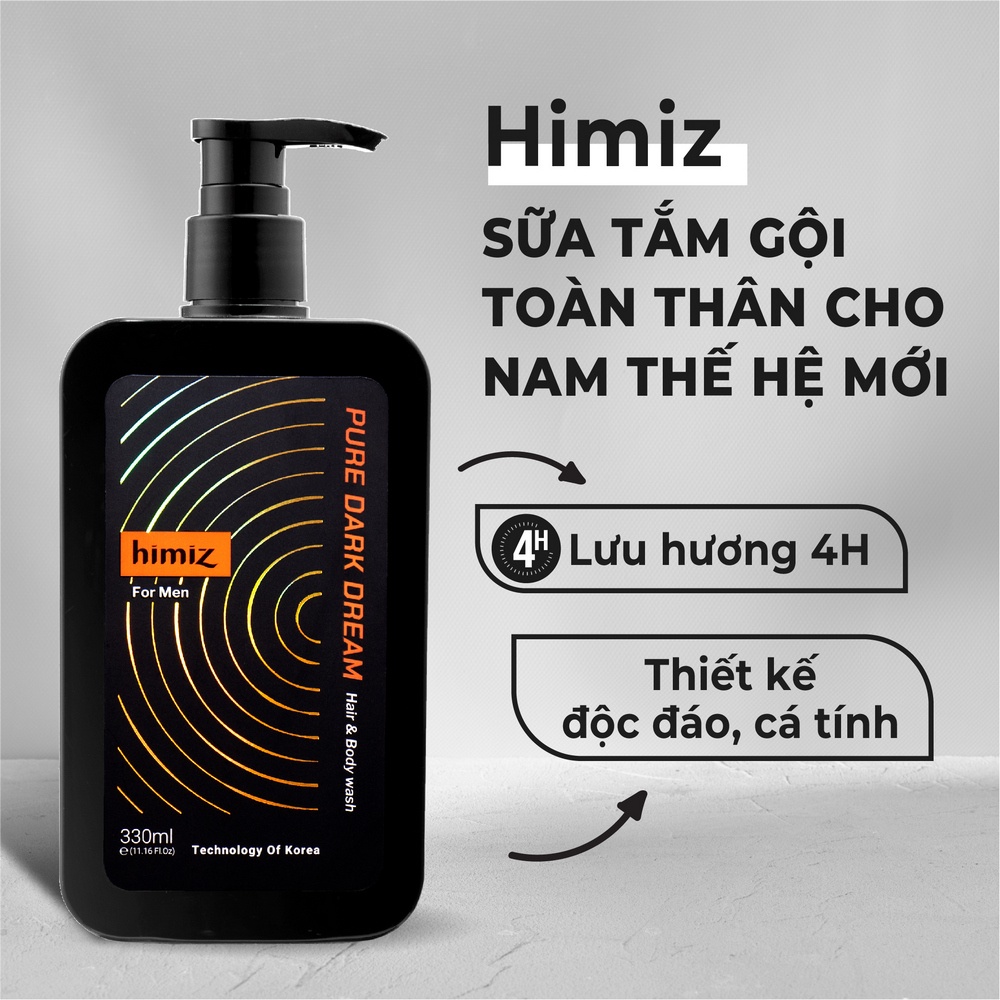 Combo GiftSet Sữa tắm gội toàn thân cho nam giới Himiz hương nước hoa cao cấp 330ml