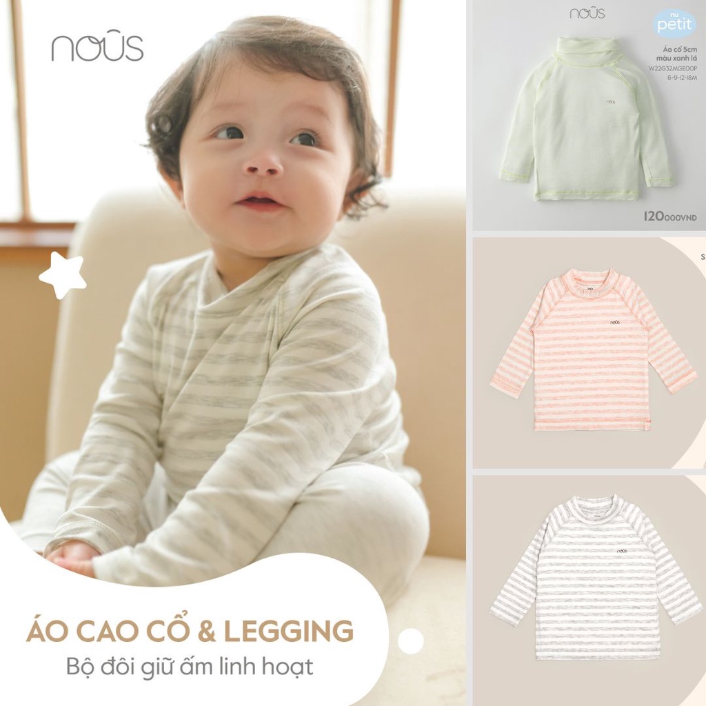 Áo cổ lọ Nous 3cm Nu Petit trắng 3 đến 24 tháng vải mềm mát, thấm hút tốt - Nous Bình Dương - Bipbipstore