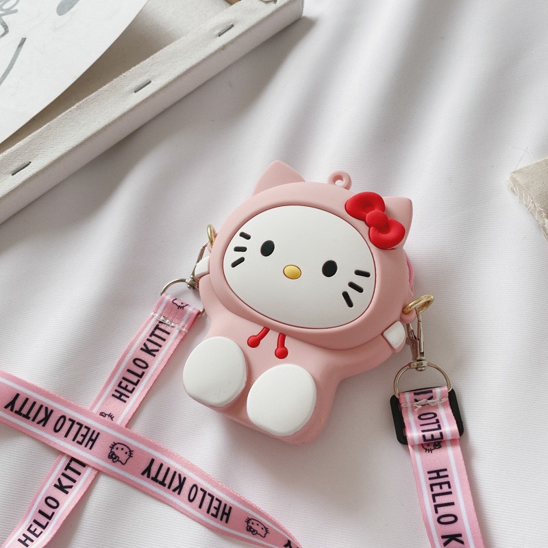 Túi xách đeo chéo silicon hình mèo kitty thời trang dễ thương