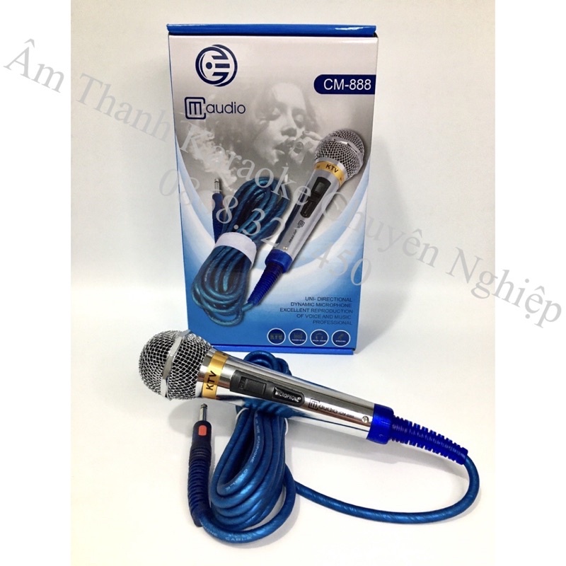 Micro Có Dây CM 888 Hút Giọng,Hát Nhẹ,Giọng Mềm,Chống Rú Tốt.Dây Dài Chống Xoắn Đứt.Thép Ko Gỉ