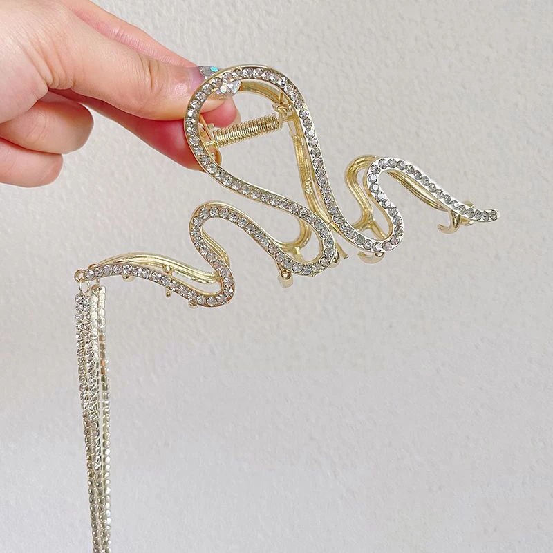 Kẹp Tóc Đuôi Ngựa Hình Rắn Đính Đá Lấp Lánh Phong Cách Hàn Quốc