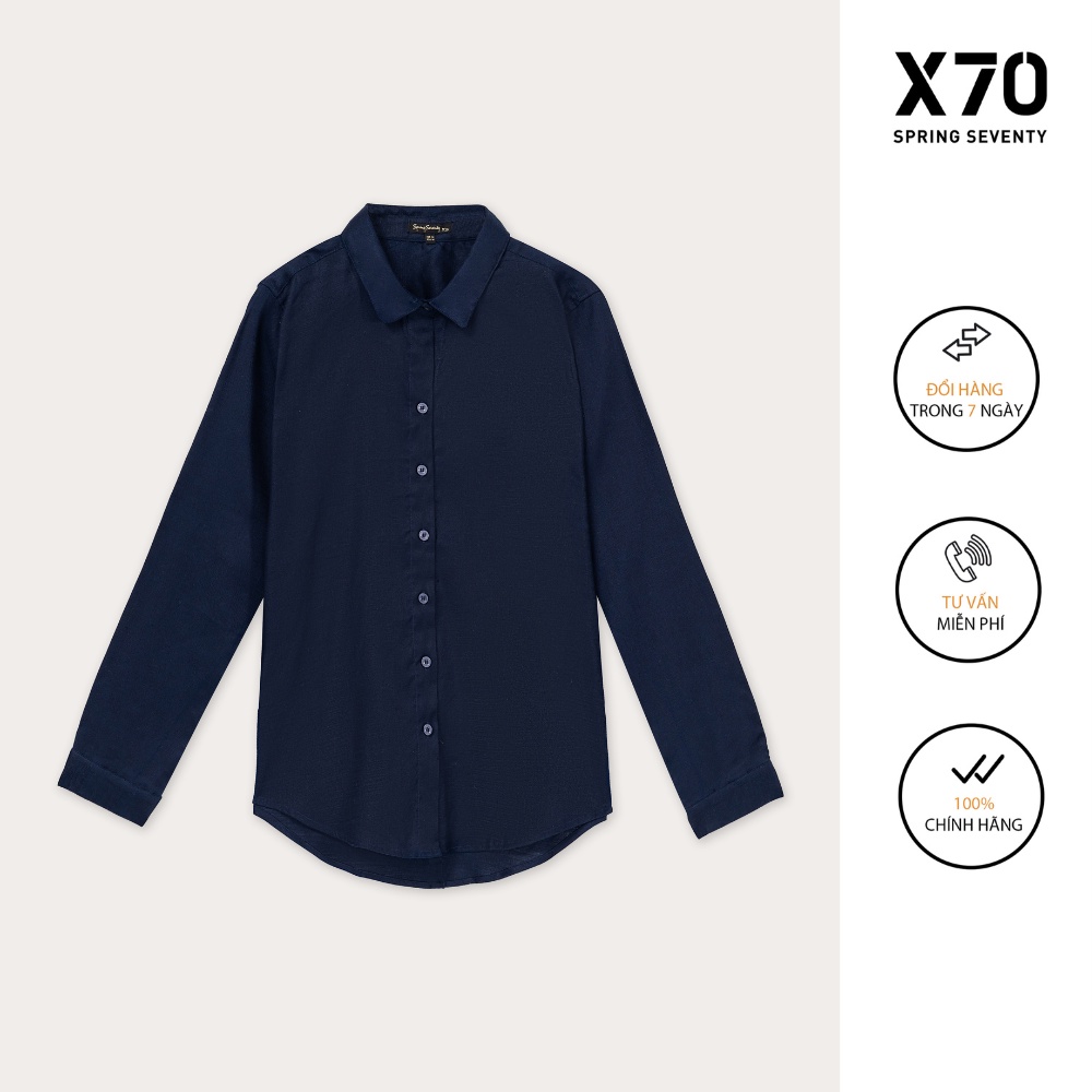 Áo Sơ Mi Linen Nữ Tay Dài Trơn Thiết Kế Thời Trang X70 - 01620001