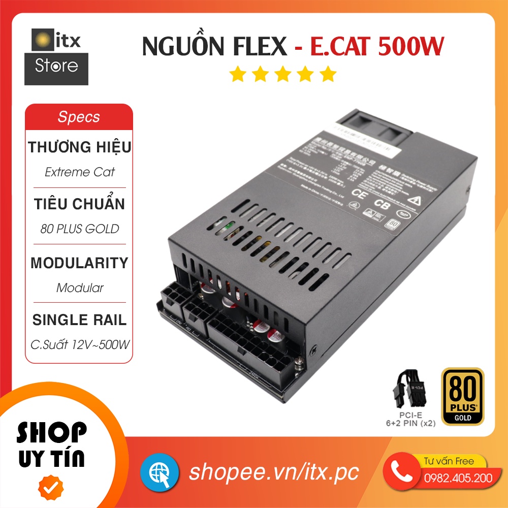 - Nguồn Flex Extreme Cat 500W - Tụ Nhôm 2 đầu 8 pin VGA