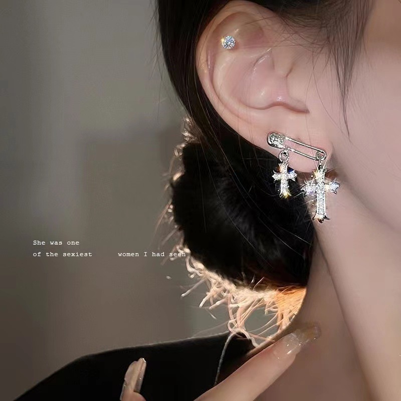Bông Tai HợP Kim HìNh Chữ ThậP ĐíNh Đá ThờI Trang