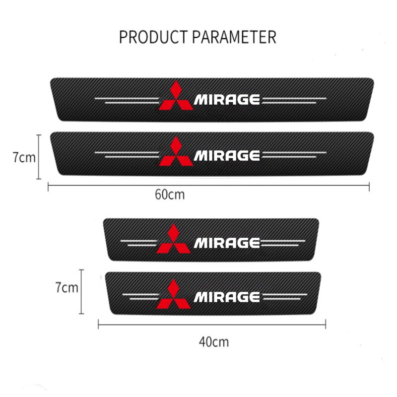 Miếng Dán Cửa Xe Hơi Bằng Da Sợi Carbon Chống Trầy Cho Mitsubishi Mirage G4 G5 G3 RalliArt