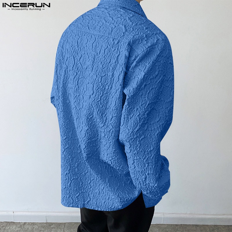 Áo sơ mi INCERUN tay dài màu trơn có khóa kéo dập nổi họa tiết phong cách hàn quốc cổ điển cho nữ