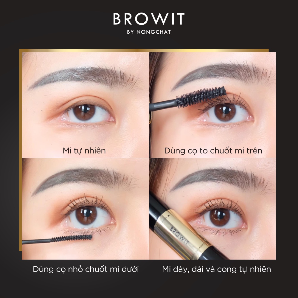 Mascara 2 Đầu Browit Chống nước, chống mồ hôi Dài và Tơi mi Professional Duo Mascara 4 + 4g SEXY BLACK