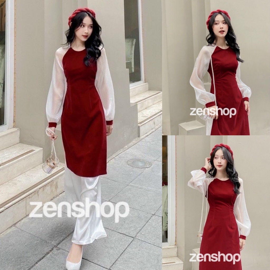 Set cách tân nữ dài tay phối với tone màu đỏ sáng da dành cho các tình yêu diện đi chơi, chụp ảnh đều rất xinh