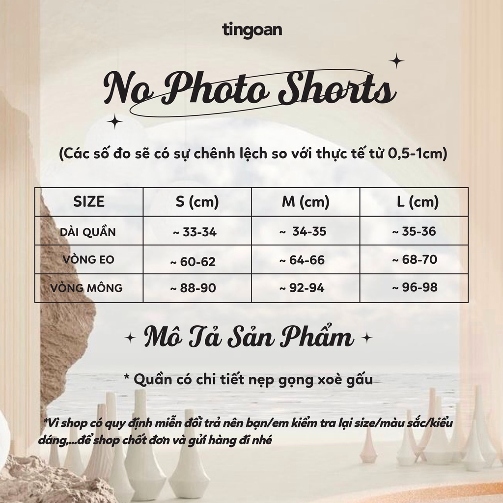 TINGOAN® - Quần shorts cạp cao tafta đính cúc gấu đen NO PHOTO SHORTS/BL