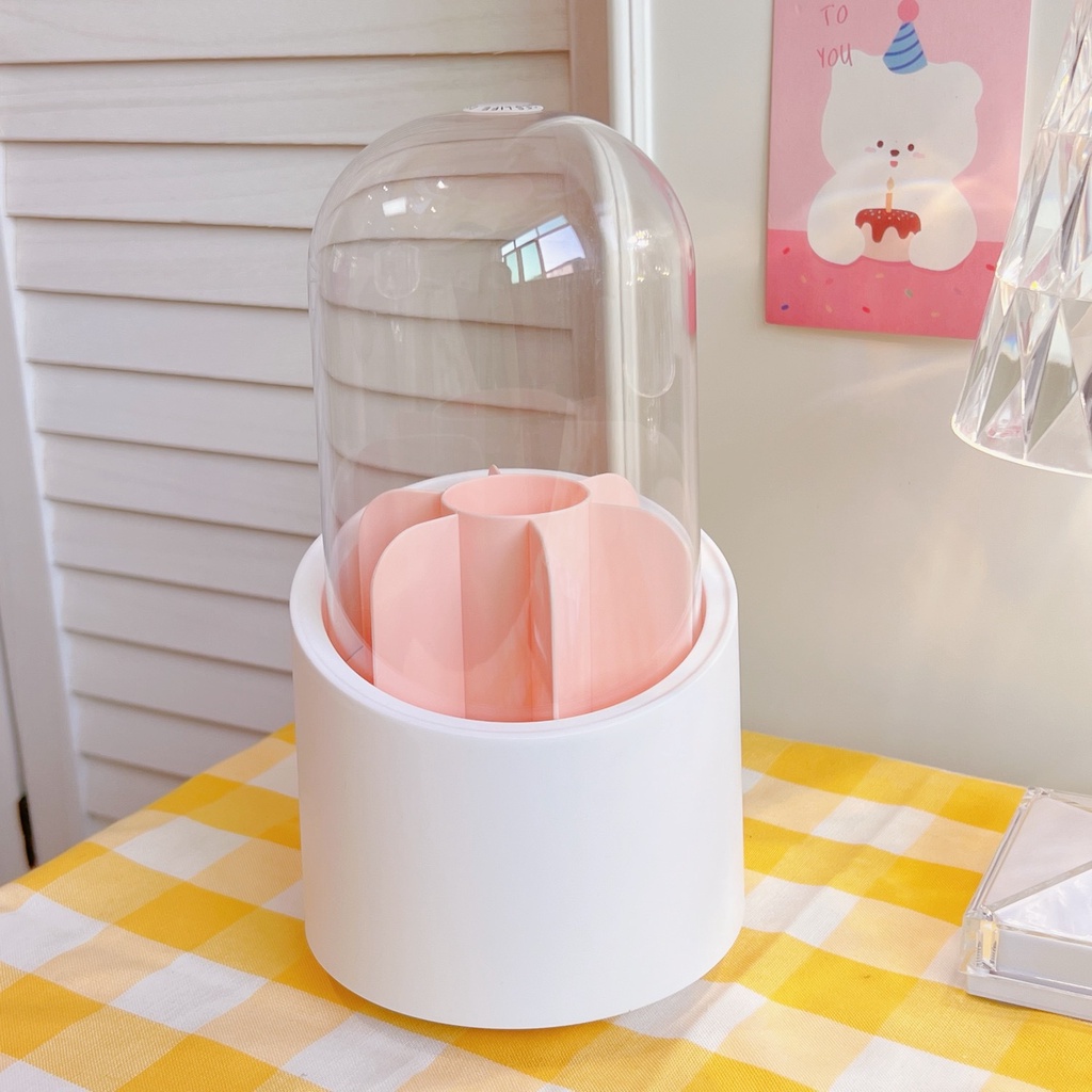 Lọ đựng bút, cọ trang điểm có nắp đậy tặng kèm sticker - UniLabel