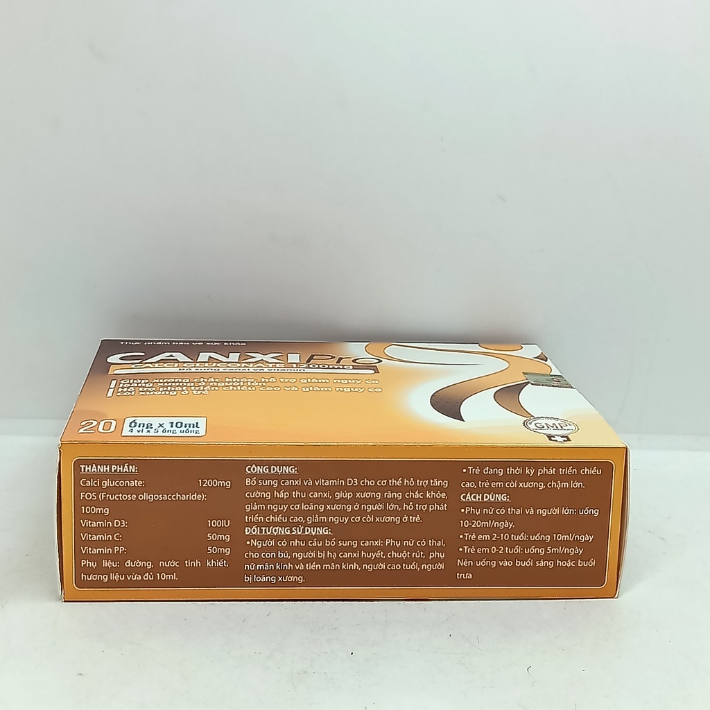 CANXIPRO BỔ SUNG CANXI VÀ VITAMIN PP Calci gluconate Vitamin D3 HỘP 20 ỐNG