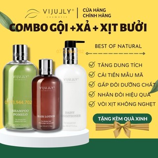 (Mẫu Mới) Combo Dầu Gội Bưởi Vijully Cosmetics Chính Hãng - Dầu Gội, Dầu Xả, Xịt Tóc Bưởi Vi Jully - Có Giao Hỏa Tốc