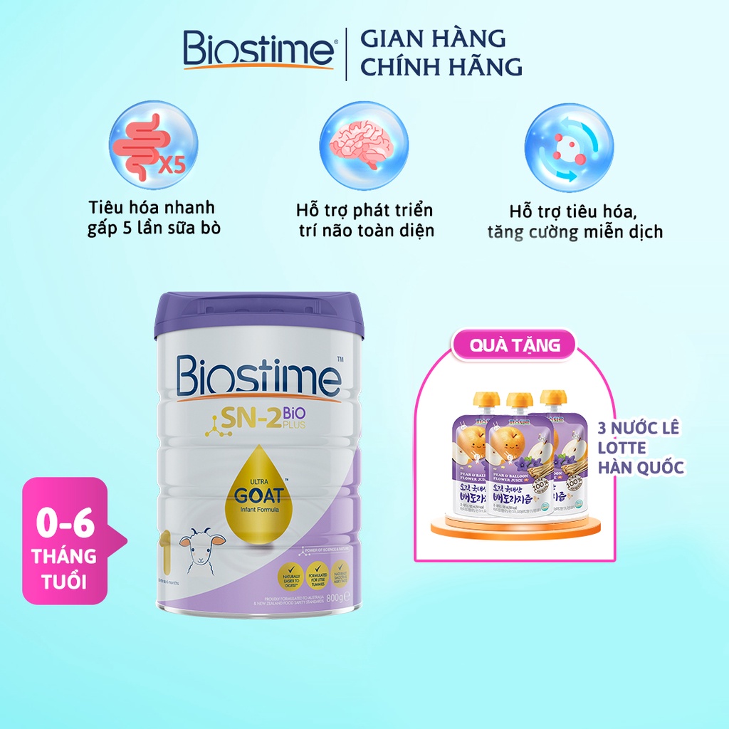 Sữa Dê Biostime Ultra Goat cải thiện tiêu hóa tăng cường hấp thu cho bé 800g