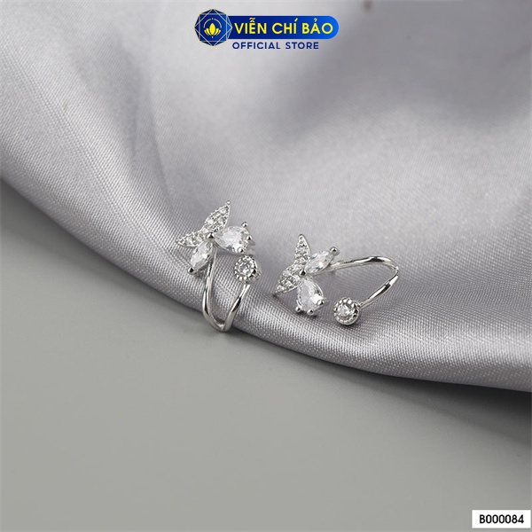 Bông tai bạc nữ hoa anh đào chất liệu bạc Ý 925 thời trang phụ kiện trang sức Viễn Chí Bảo B000084