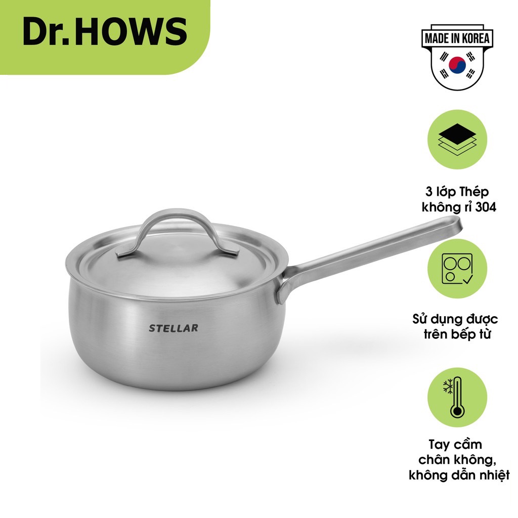 Nồi khuấy Inox 3 lớp Dr.HOWS Stella Sauce Pan 18 cm