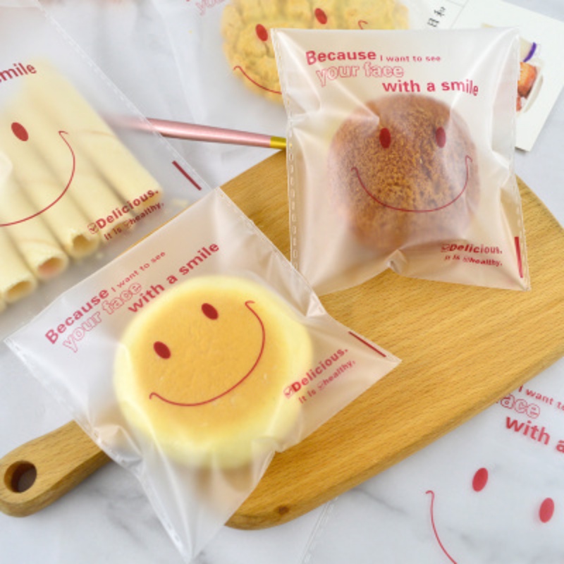 Túi Nhựa Đựng Bánh Quy Tự Dính Họa Tiết Mặt Cười Hoạt Hình Xinh Xắn