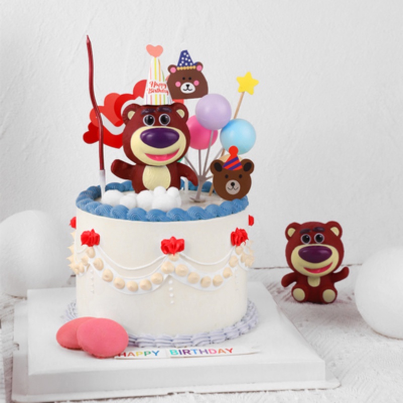 Búp Bê Trang Trí Bánh Kem Hình Gấu Dâu Hoạt Hình Dễ Thương