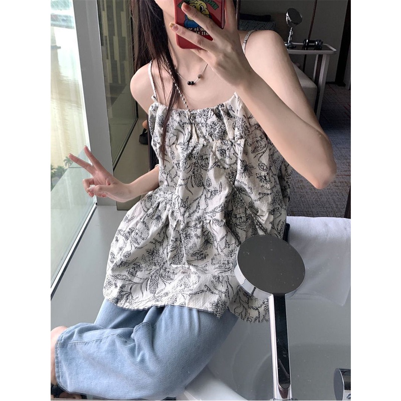 Áo Kiểu Dáng Rộng Không Tay Viền Lá Sen Dễ Thương Kiểu Nhật Hàn Giá đặc biệt Giao hàng nhanh áo kiểu nữ  áo dài nữ Váy đỏ